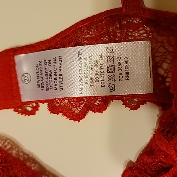 Plus Size Lingerie 4 Piece Red Lace Set, 2X - Picture 3 of 10